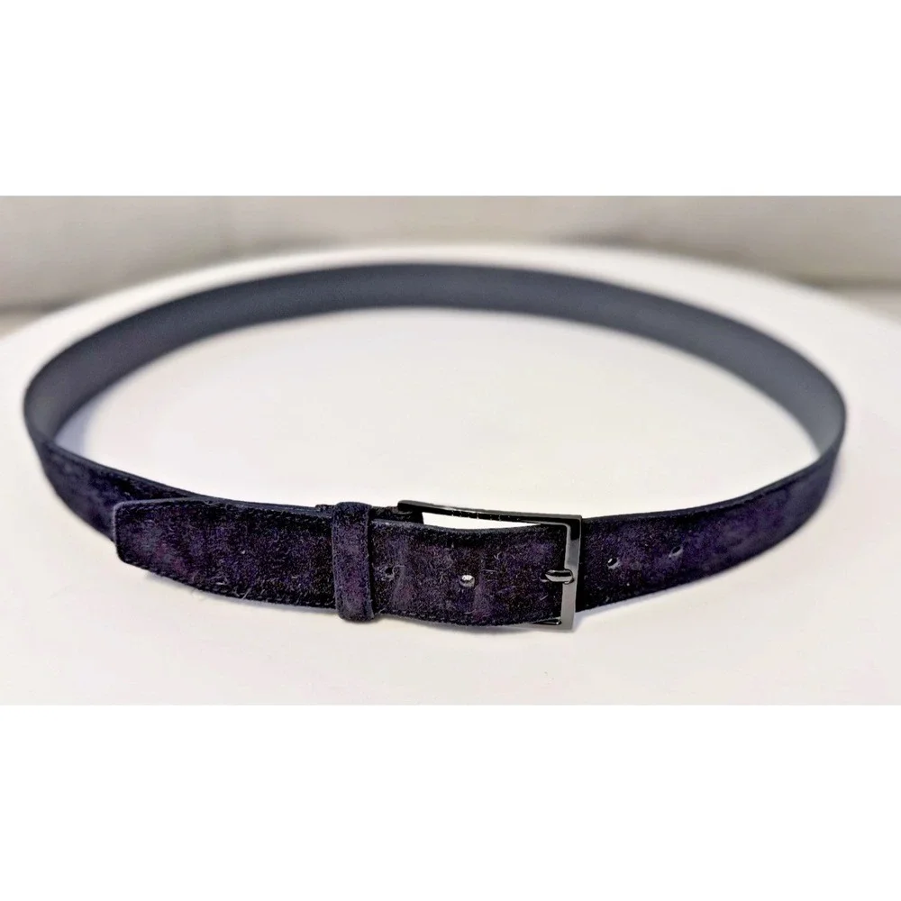 Hugo Boss Men's Genuine Blue Leather Belt Pin Buckle